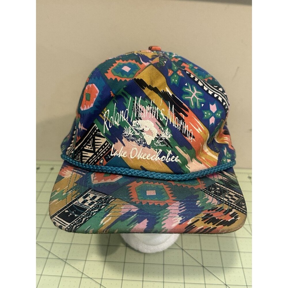 Vintage 80s Advertising‎ Roland Martins Marina Retro Colorful SnapBack Hat